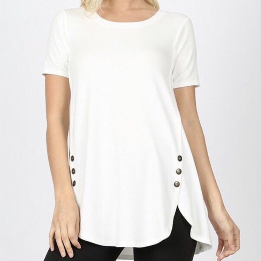 Plus Sized White Dolphin Hem Tee